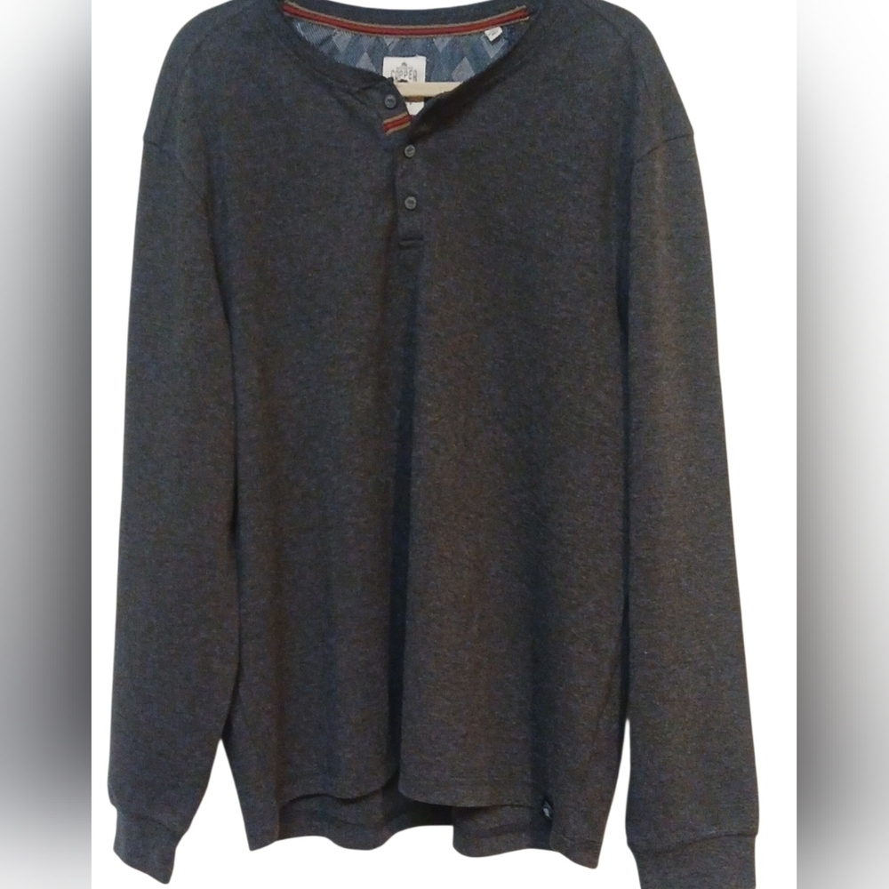 Copper & Oak -NWOT Gray Long Sleeve Henley, Lite Weight Sweatshirt XXL - Picture 3 of 8
